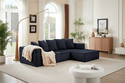 Blue 105.2 Cloud Chenille Right L-Shaped Modular Sectional Sofa, 2-Piece Free Combination