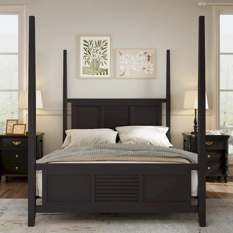 Queen Solid Pine Four Poster Bed with 75 Tall Frame