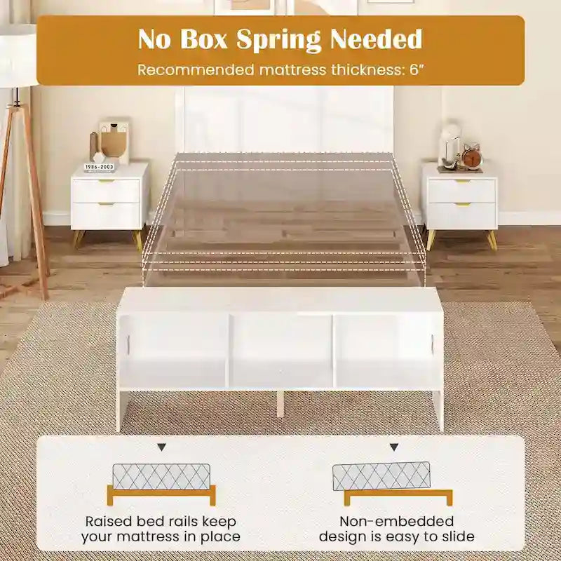 Single/Double Bed Frame (with Storage Headboard and Footboard)