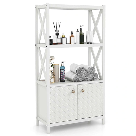 Costway Bathroom Storage Cabinet with Open Shelves & Double Doors - See Details