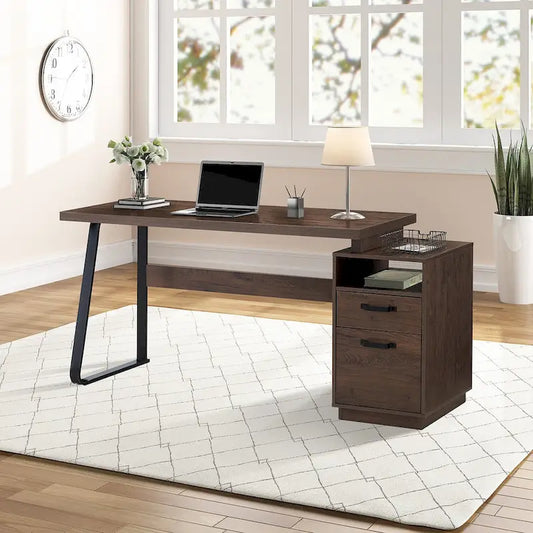 Home Office Computer Desk with Drawers/Hanging Letter-size Files