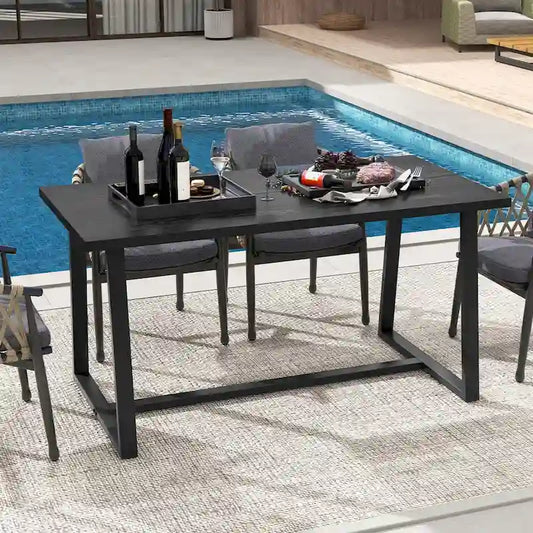 63-Inch Large Dining Table (Seats 4–6) — Features Heavy-Duty Metal Supports