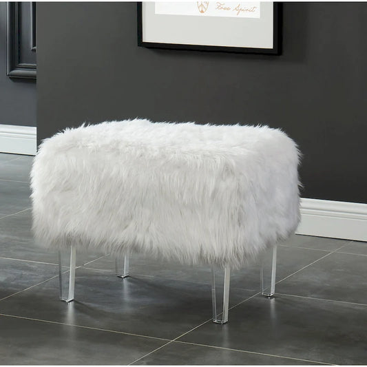 Modern Faux Fur Acrylic Footstool
