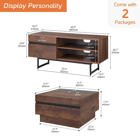 Modern TV Stand and Coffee Table Set (2-Piece)