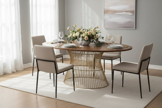 Bronze-Colored Oval Dining Table