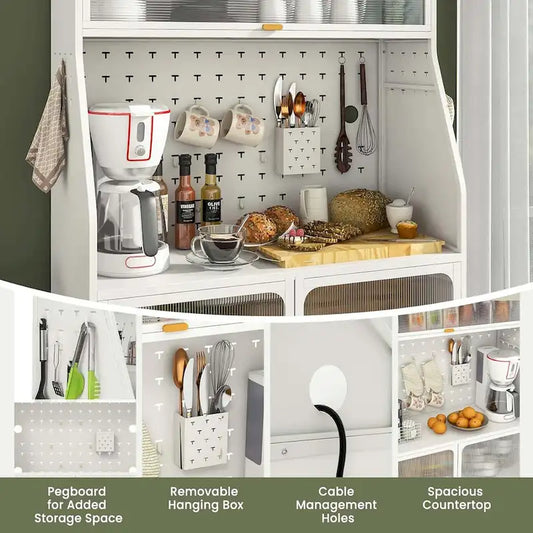 63.5 H Kitchen Buffet Cabinet Pantry Organizers Standing Bakers Rack