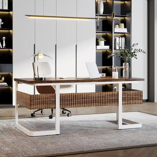 63 Executive Desk with Shelves, Computer Desk for Home Office