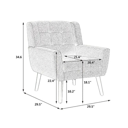 Pink Velvet Modern 29.5 Tufted Accent Chair with Wood Legs