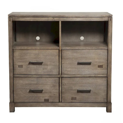 42-Inch Brown Solid Wood Open-Shelf TV Stand — 40 x 41.5 x 18