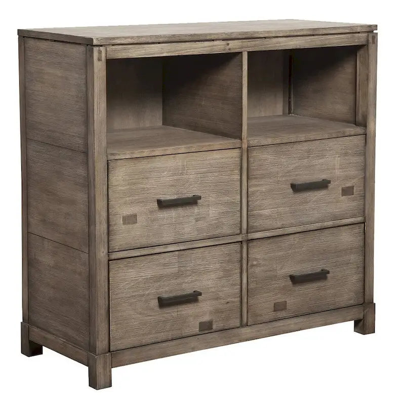 42-Inch Brown Solid Wood Open-Shelf TV Stand — 40 x 41.5 x 18