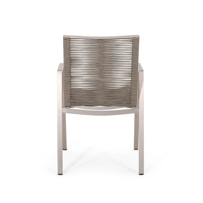 Outdoor Modern Set of 2 Dining Chairs with Rope-Woven Seats Aluminum Frame, Suitable for Dining Room Living Room Balcony Patio