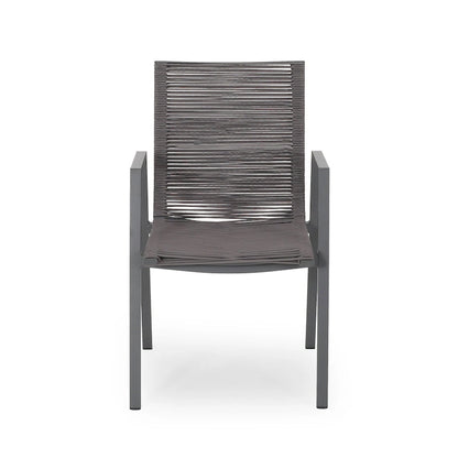 Outdoor Modern Set of 2 Dining Chairs with Rope-Woven Seats Aluminum Frame, Suitable for Dining Room Living Room Balcony Patio