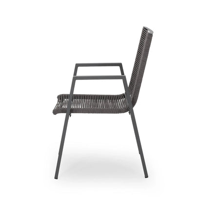 Outdoor Modern Set of 2 Dining Chairs with Rope-Woven Seats Aluminum Frame, Suitable for Dining Room Living Room Balcony Patio