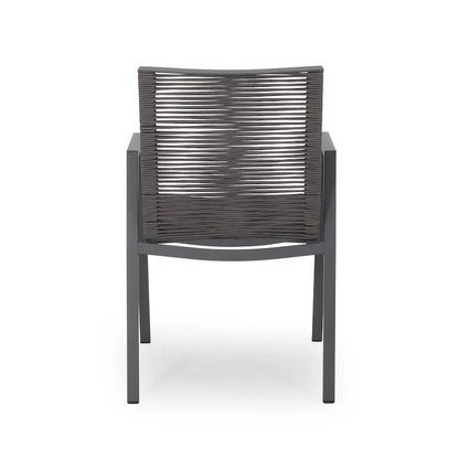 Outdoor Modern Set of 2 Dining Chairs with Rope-Woven Seats Aluminum Frame, Suitable for Dining Room Living Room Balcony Patio