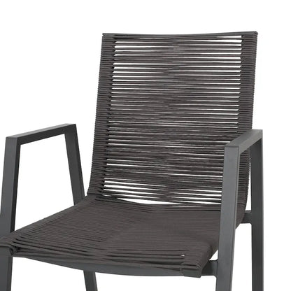 Outdoor Modern Set of 2 Dining Chairs with Rope-Woven Seats Aluminum Frame, Suitable for Dining Room Living Room Balcony Patio