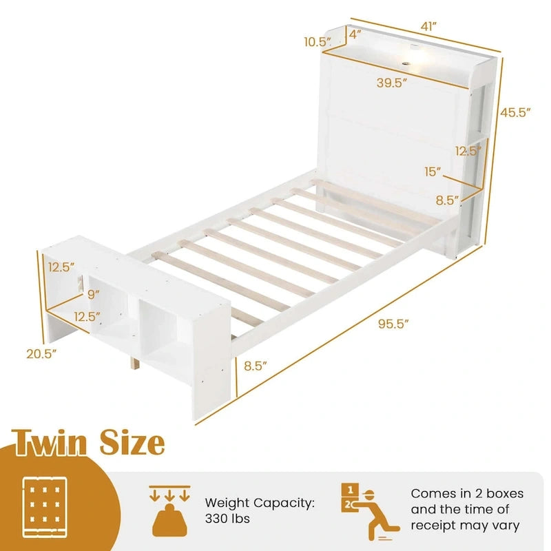 Single/Double Bed Frame (with Storage Headboard and Footboard)
