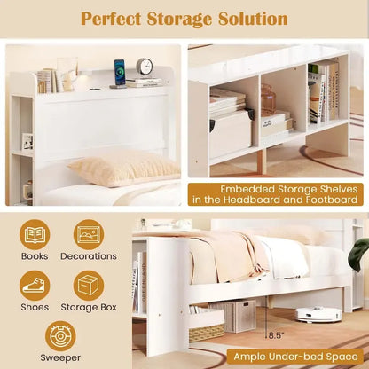 Single/Double Bed Frame (with Storage Headboard and Footboard)