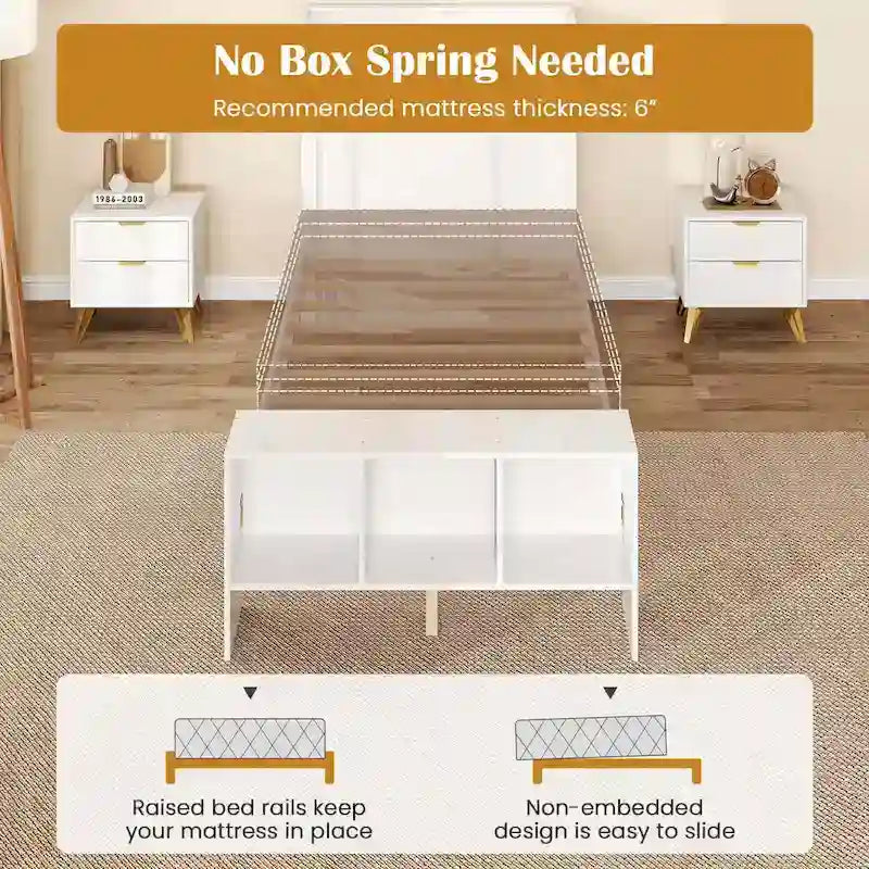 Single/Double Bed Frame (with Storage Headboard and Footboard)