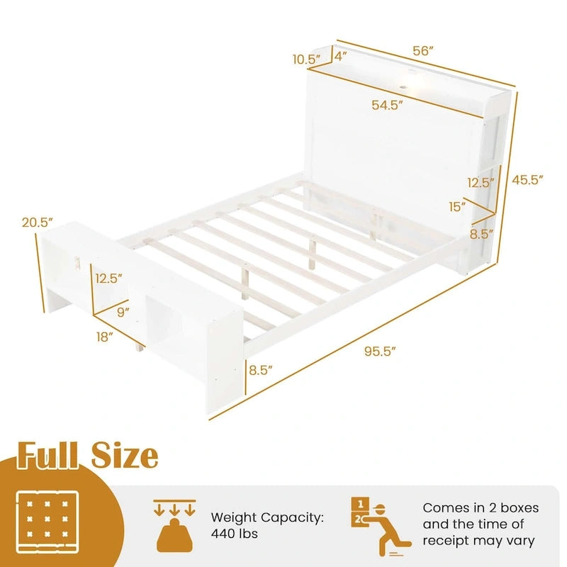 Single/Double Bed Frame (with Storage Headboard and Footboard)