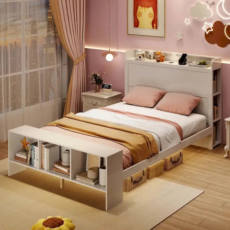 Single/Double Bed Frame (with Storage Headboard and Footboard)