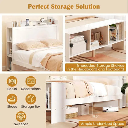 Single/Double Bed Frame (with Storage Headboard and Footboard)