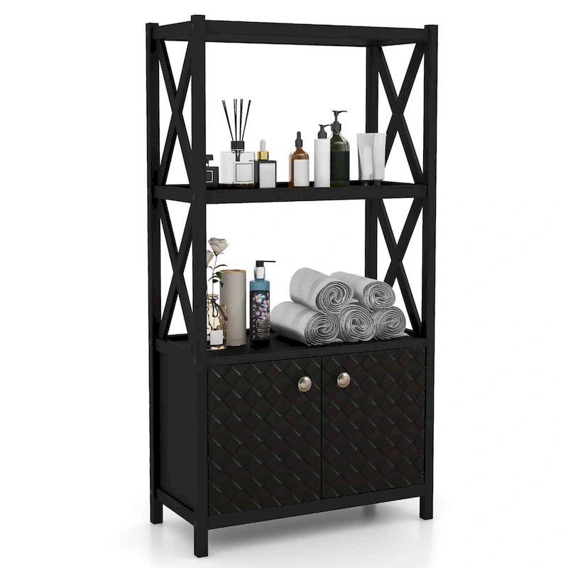 Bathroom Storage Cabinet (with Open Shelves and Double Doors)