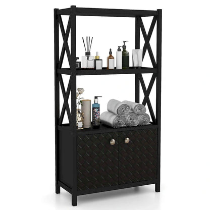 Bathroom Storage Cabinet (with Open Shelves and Double Doors)