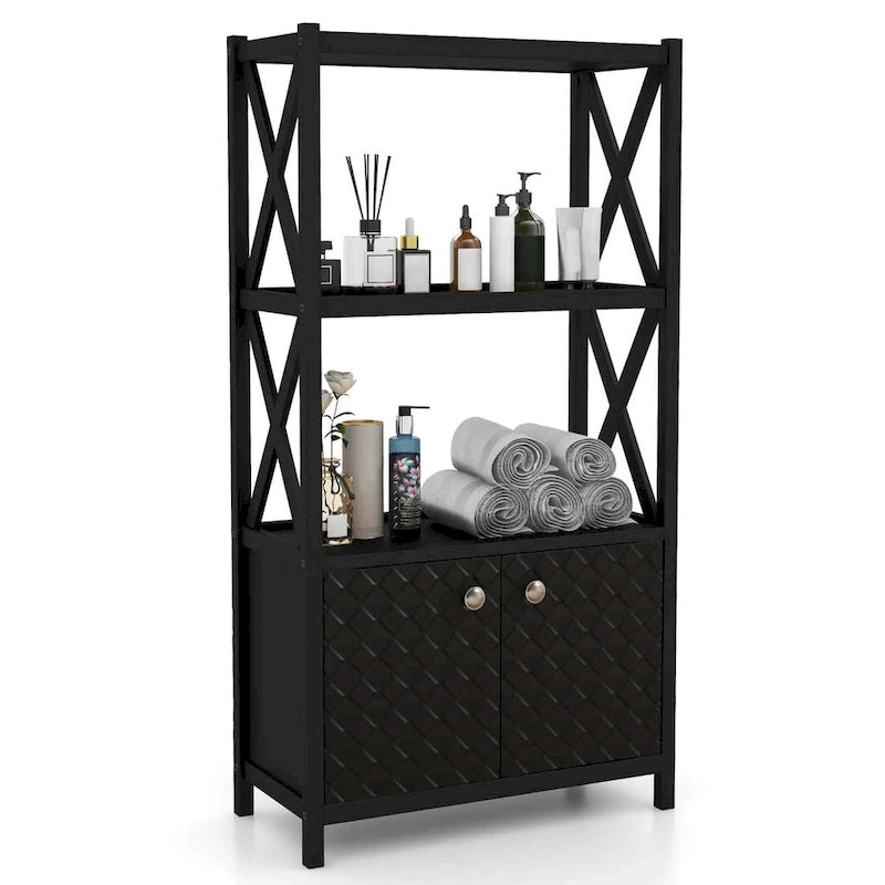 Bathroom Storage Cabinet (with Open Shelves and Double Doors)
