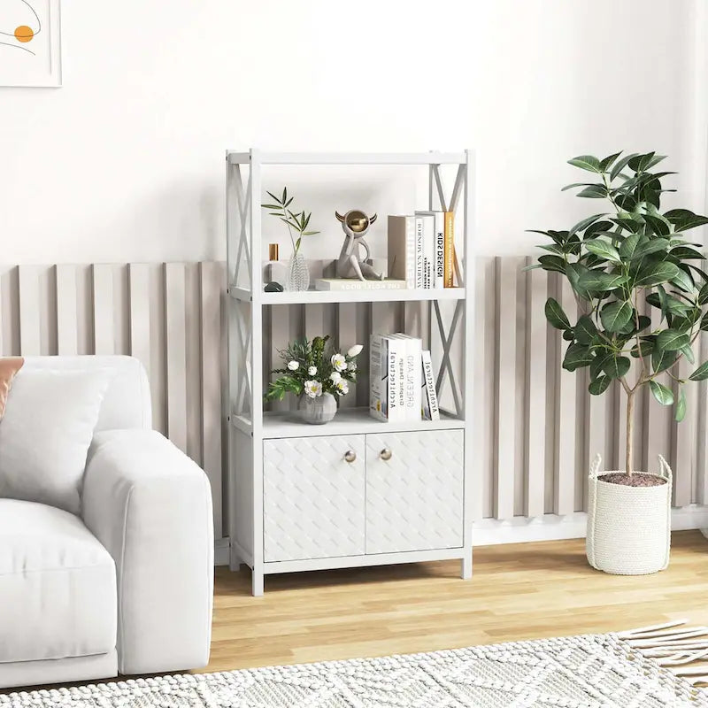 Bathroom Storage Cabinet (with Open Shelves and Double Doors)
