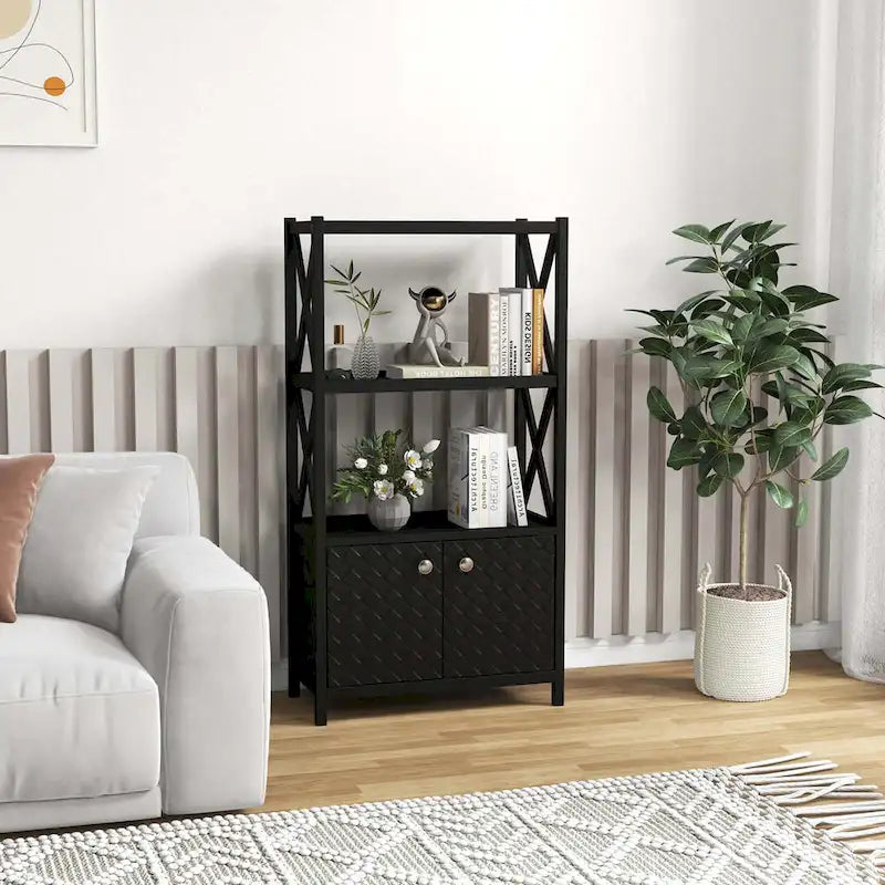 Bathroom Storage Cabinet (with Open Shelves and Double Doors)
