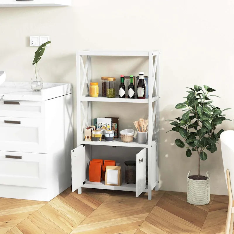 Bathroom Storage Cabinet (with Open Shelves and Double Doors)
