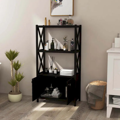 Bathroom Storage Cabinet (with Open Shelves and Double Doors)