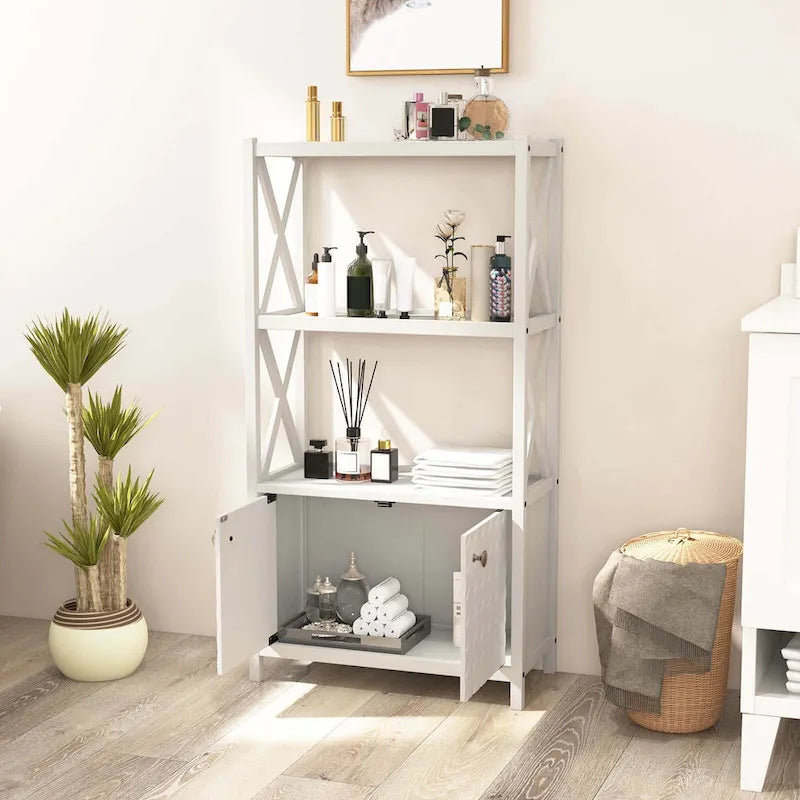 Bathroom Storage Cabinet (with Open Shelves and Double Doors)