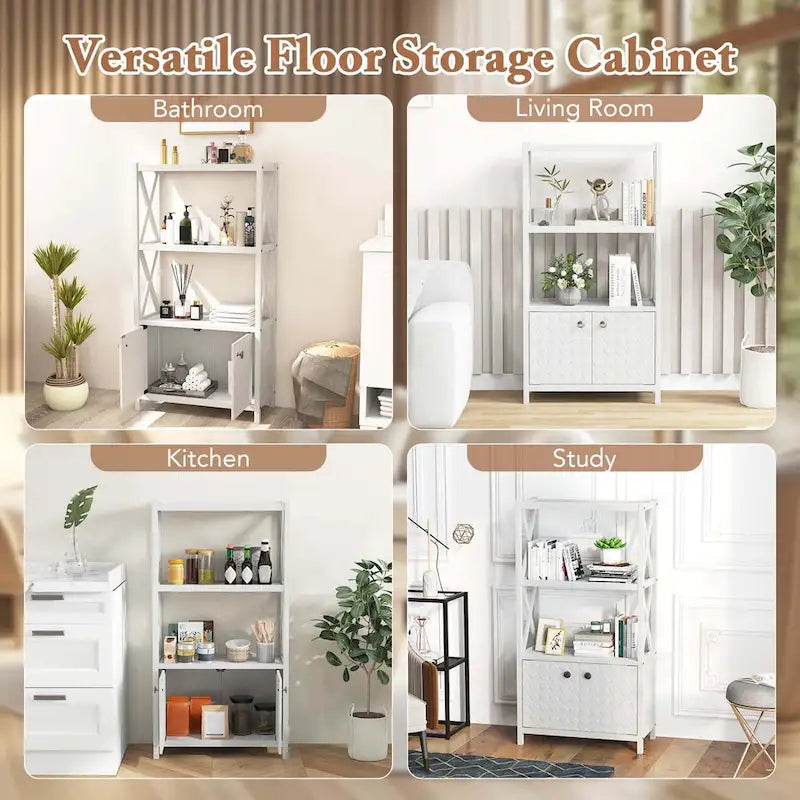 Bathroom Storage Cabinet (with Open Shelves and Double Doors)