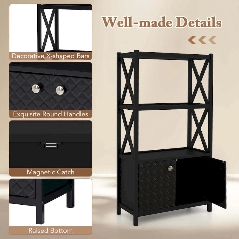 Bathroom Storage Cabinet (with Open Shelves and Double Doors)