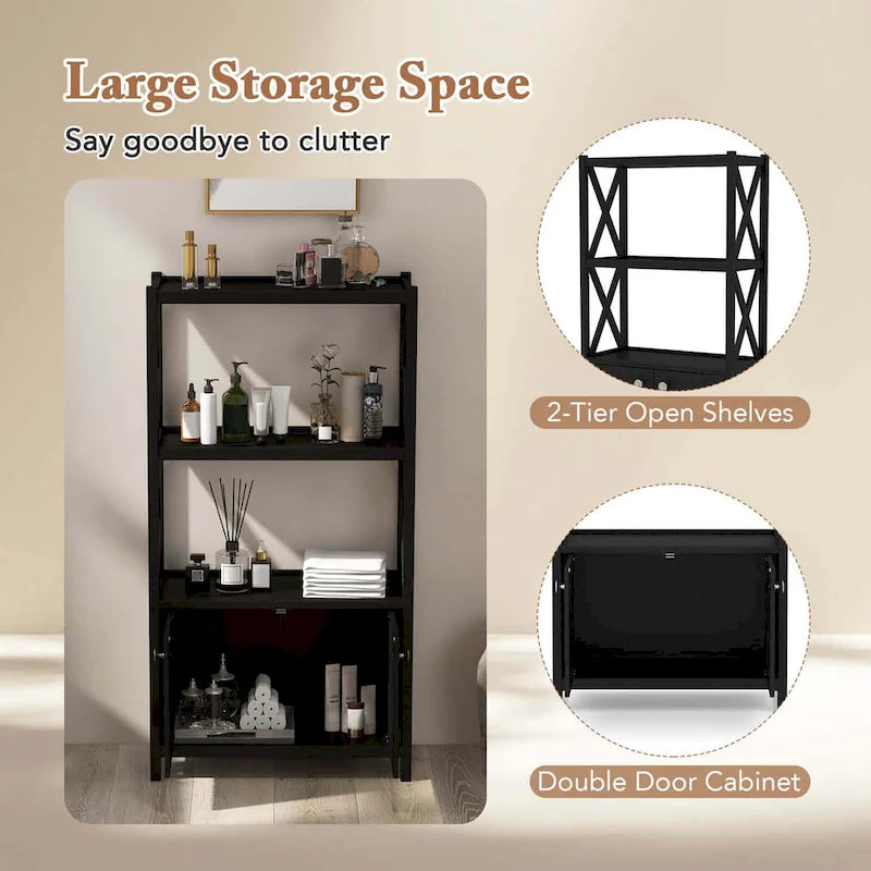 Bathroom Storage Cabinet (with Open Shelves and Double Doors)