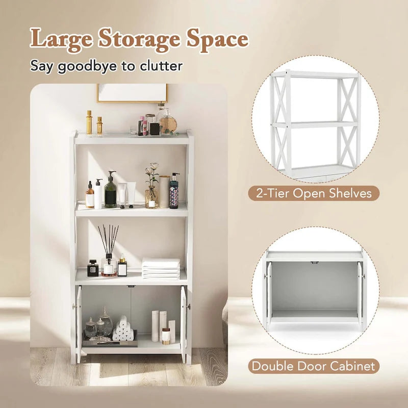 Bathroom Storage Cabinet (with Open Shelves and Double Doors)