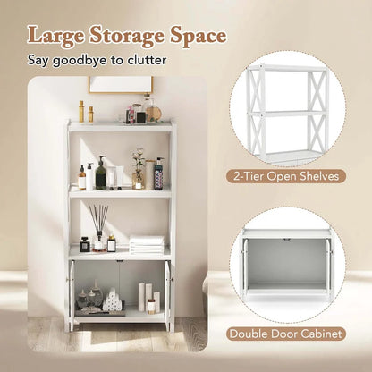 Bathroom Storage Cabinet (with Open Shelves and Double Doors)