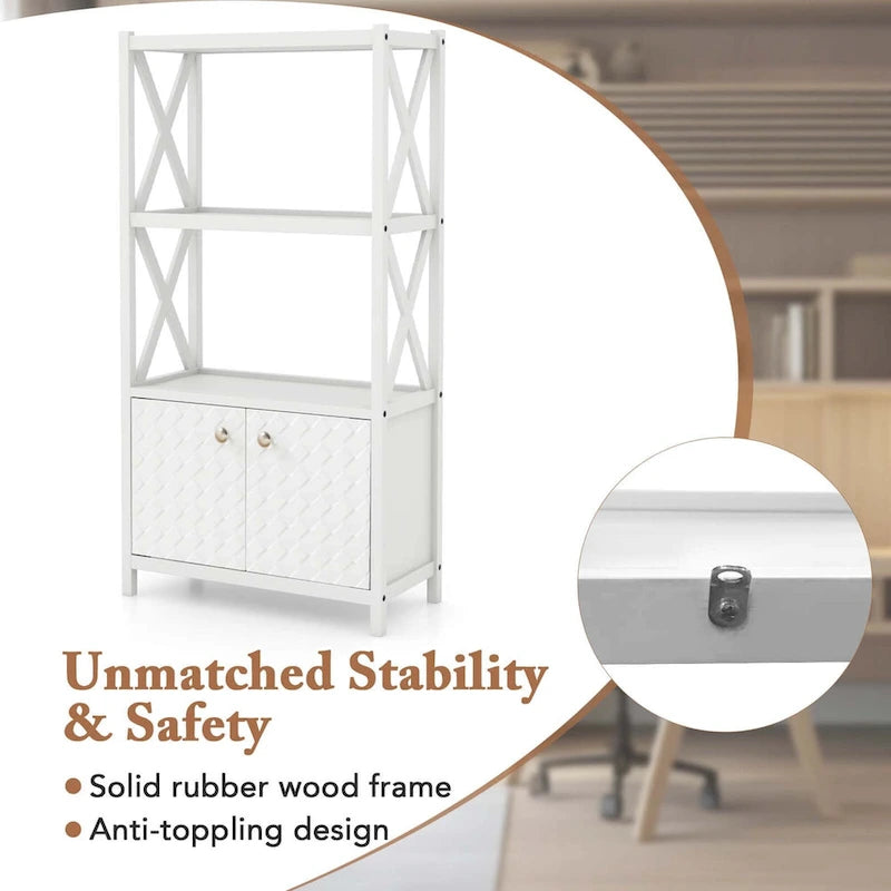 Bathroom Storage Cabinet (with Open Shelves and Double Doors)