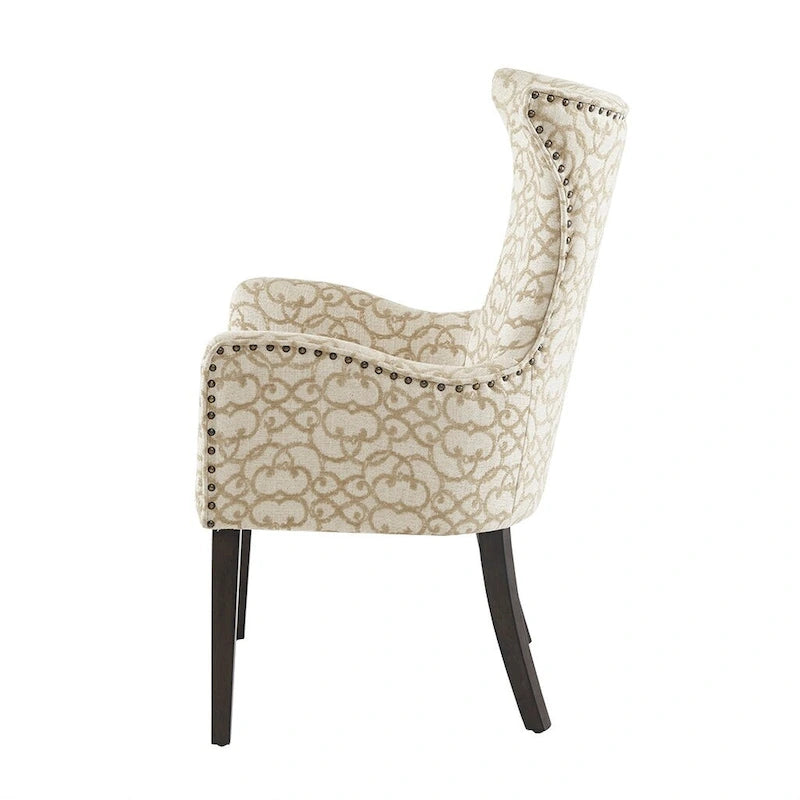 Arm Dining Chair Set of 2, Bronze Nailheads Trim Accent Chairs