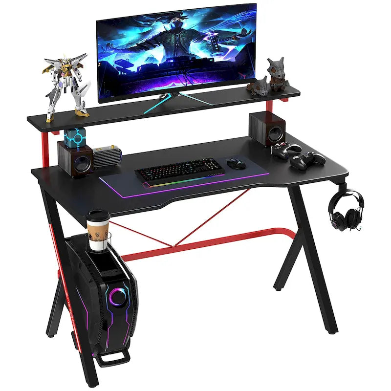 L Shaped Computer Desk 180 Rotating Corner Desk with Storage Shelves, Drawer and Cabinet, Study Workstation for Home Office