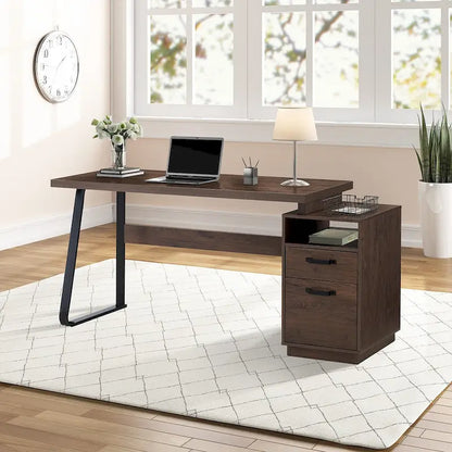 Home Office Computer Desk with Drawers/Hanging Letter-size Files