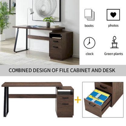Home Office Computer Desk with Drawers/Hanging Letter-size Files