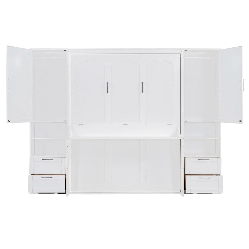 Murphy Bed (Wall Bed) — Featuring Wardrobe, Desk, Drawers, And Shelving