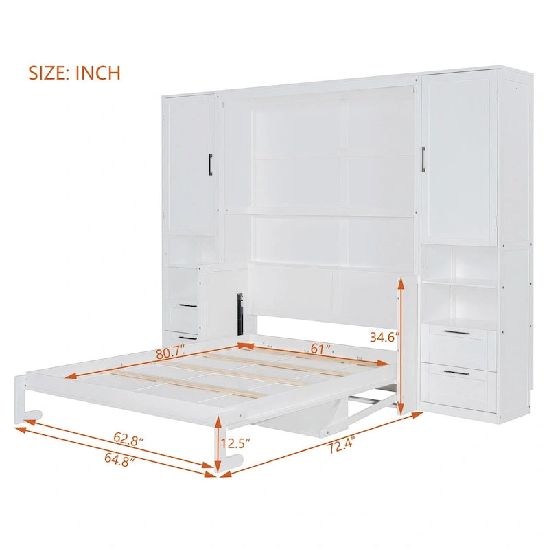 Murphy Bed (Wall Bed) — Featuring Wardrobe, Desk, Drawers, And Shelving