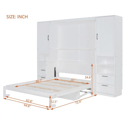 Murphy Bed (Wall Bed) — Featuring Wardrobe, Desk, Drawers, And Shelving