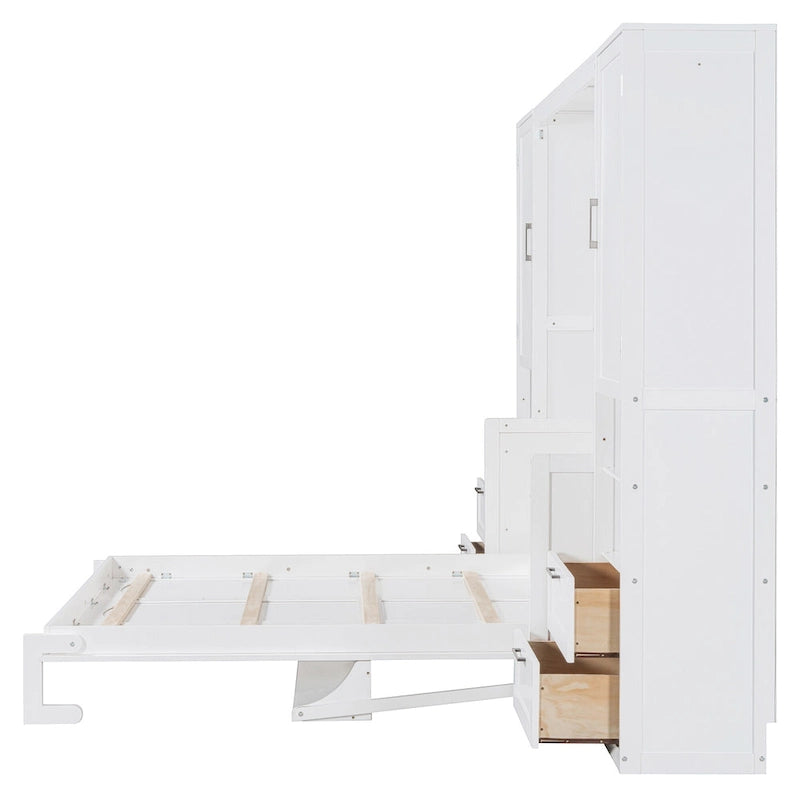 Murphy Bed (Wall Bed) — Featuring Wardrobe, Desk, Drawers, And Shelving