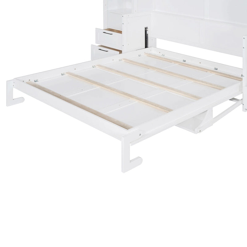 Murphy Bed (Wall Bed) — Featuring Wardrobe, Desk, Drawers, And Shelving