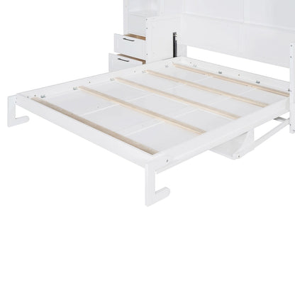 Murphy Bed (Wall Bed) — Featuring Wardrobe, Desk, Drawers, And Shelving