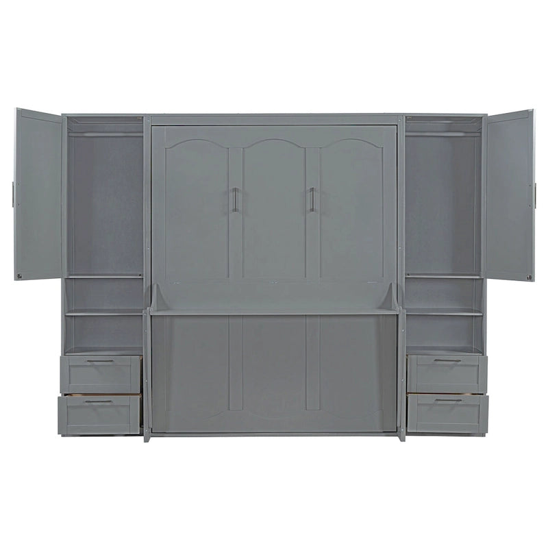 Murphy Bed (Wall Bed) — Featuring Wardrobe, Desk, Drawers, And Shelving